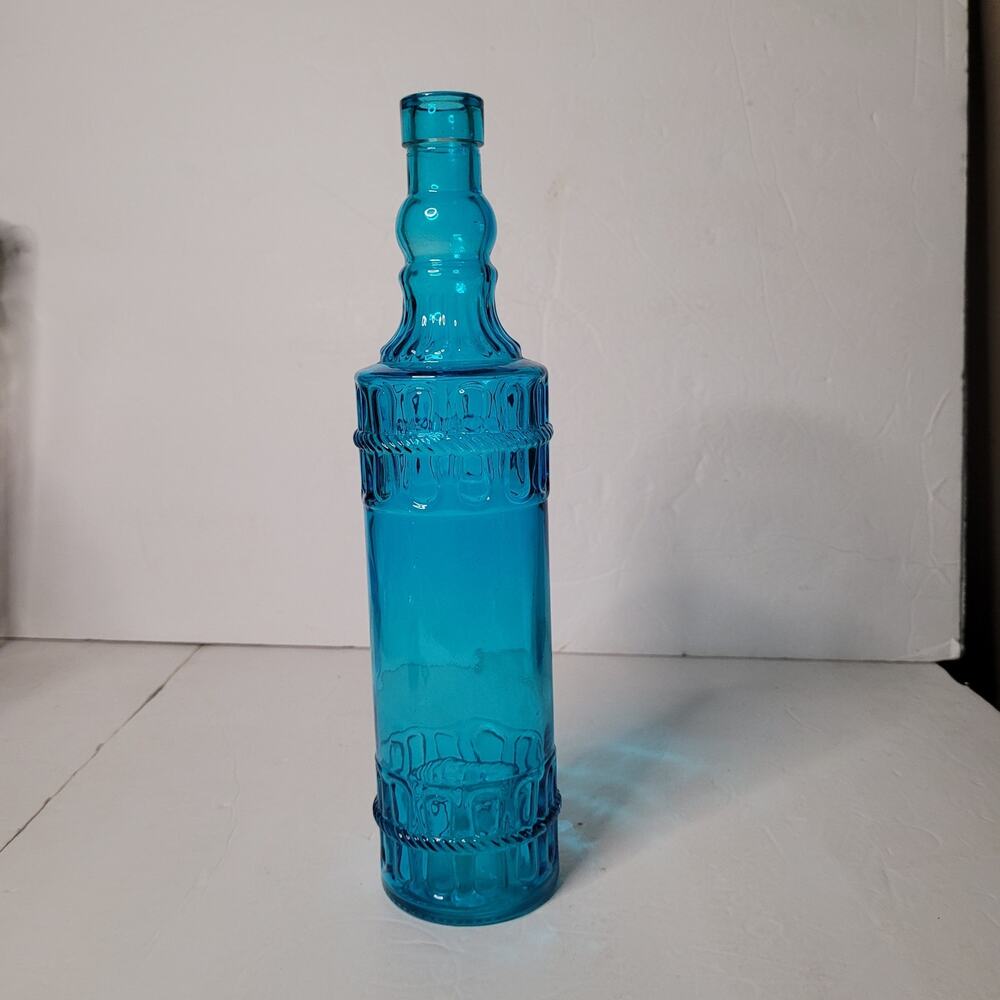Charming Blue Glass Decanter or Vase - 12 Inches